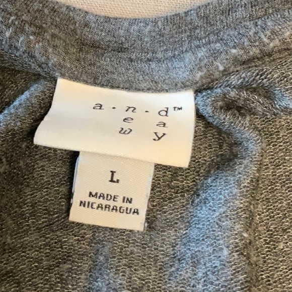 A New Day Gray Long Sleeve Tie Front Blouse - Picture 6 of 7